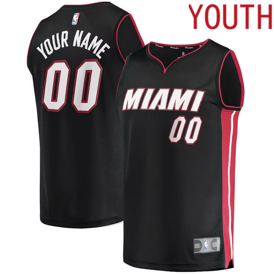 Youth Miami Heat Fanatics Branded Black Fast Break Custom Replica NBA Jersey
